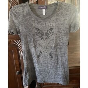 RUBEE COUTURE Women's Cleveland Cavaliers Ladies Bling T-Shirt GRAY Size XL